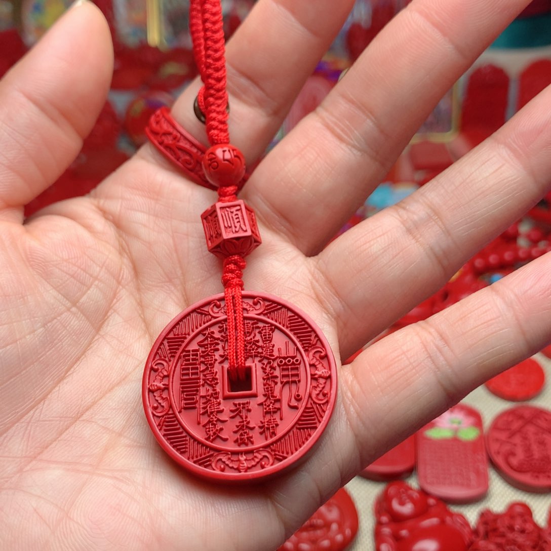 天然辰砂工艺品朱砂钥匙扣