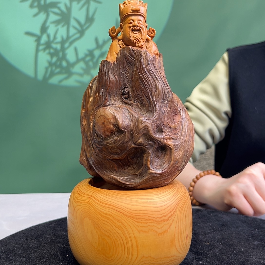 柏木（崖柏）财神 红骨坨