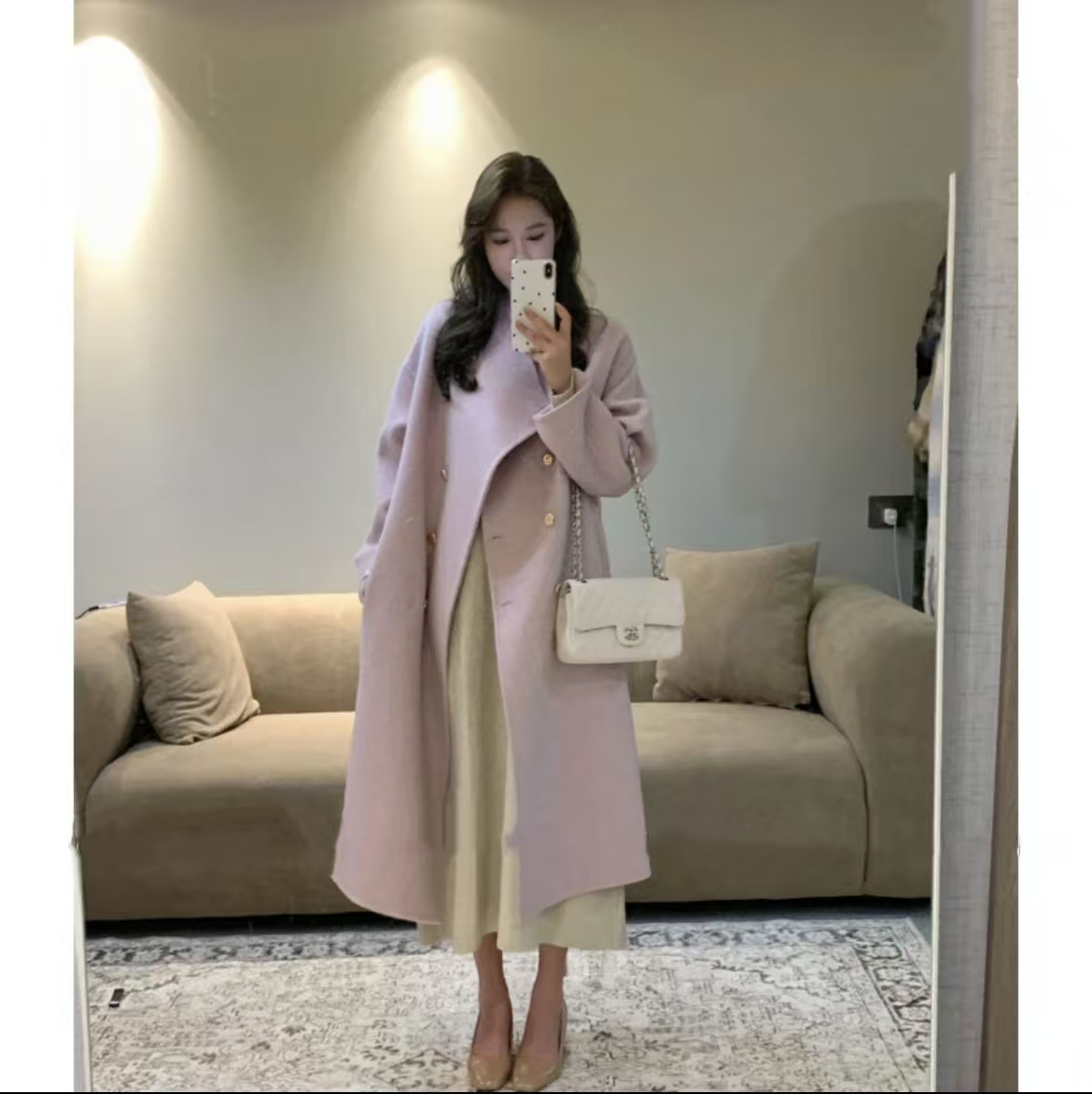 【暮色垂纱】秋冬季新款100羊毛高端双面羊毛大衣气质高级毛呢外套