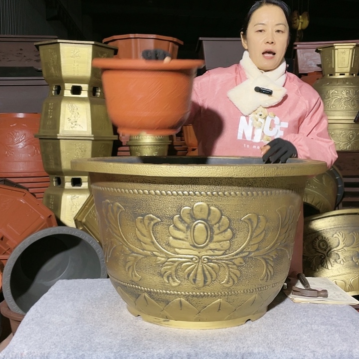 圆盆古铜七零两个圆盆红色三零一个