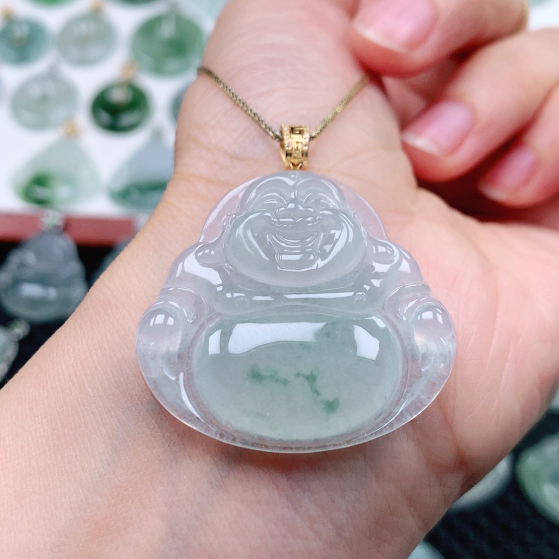 翡翠18K金镶嵌吊坠(不含链)牛**物