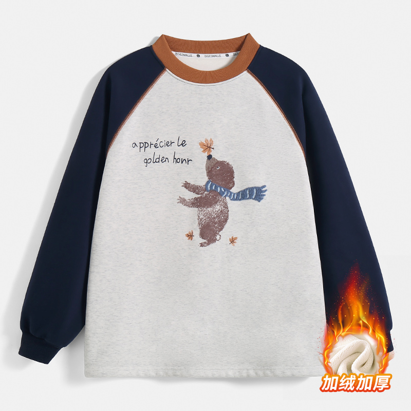 《童装品牌断码清仓直播》女童印花加绒卫衣251009