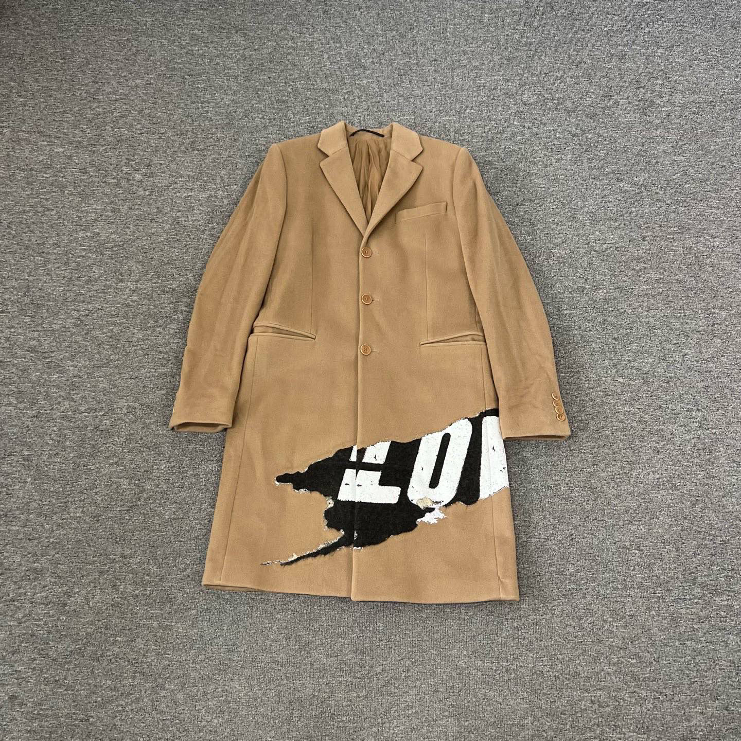99新 Givenchy/纪梵希 秀款 卡其色羊绒大衣 46码 