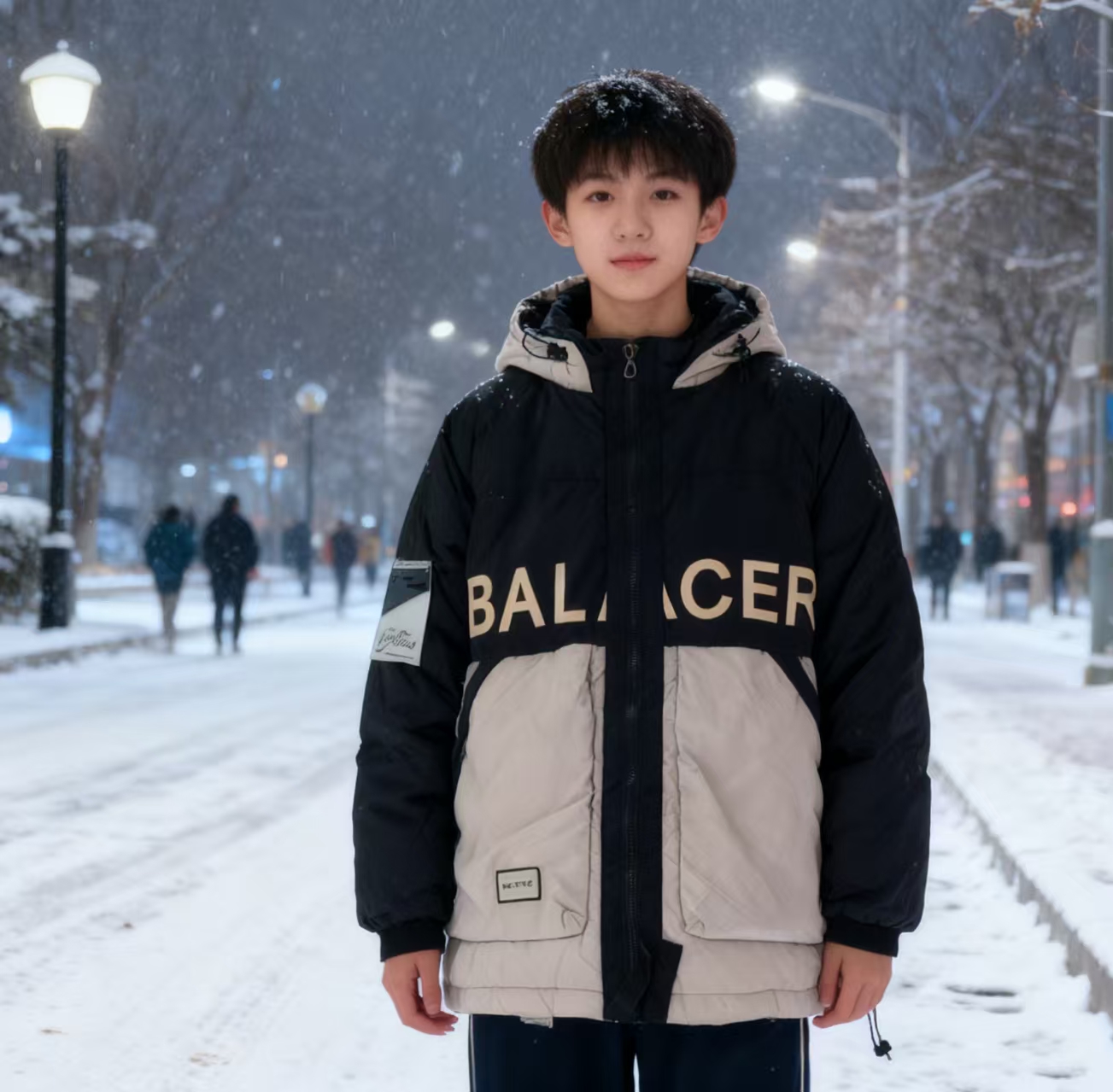 2286黑字母拼色棉衣大童秋冬GYD