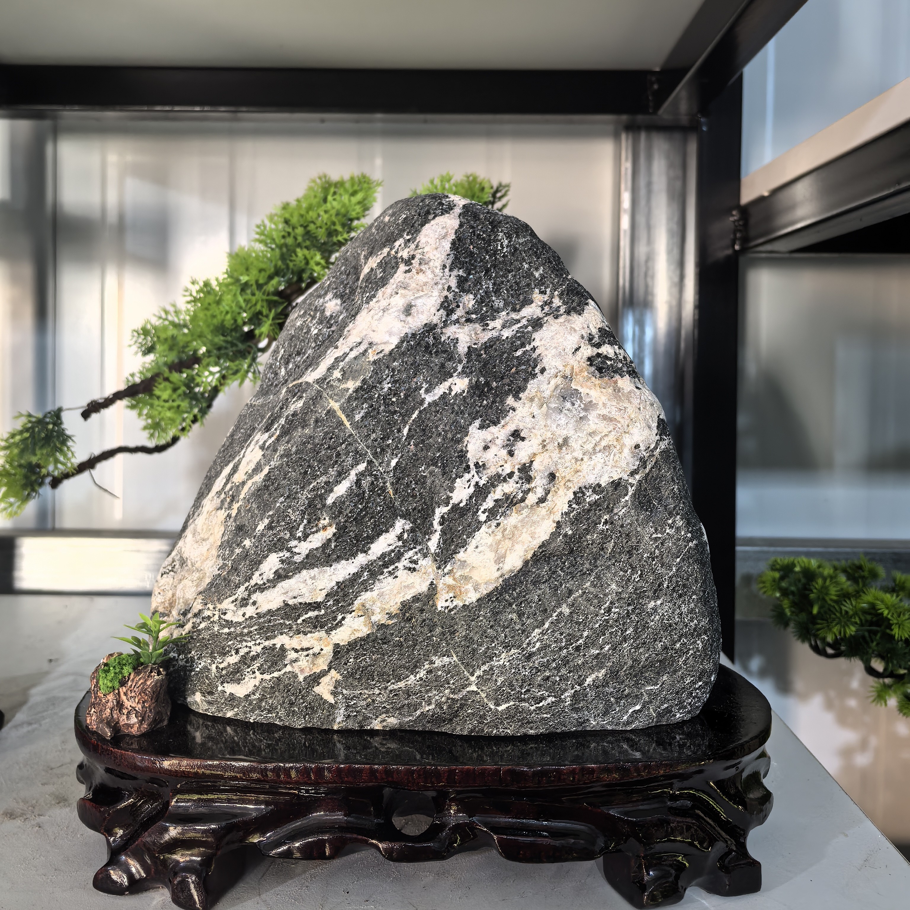 正宗 靠山石平安石 带底座左右宽25 高度24 厚度15