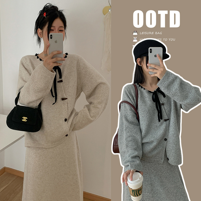 慵懒风孕妇装春秋装套装新款时尚气质孕妇毛衣早秋宽松孕妇半身裙