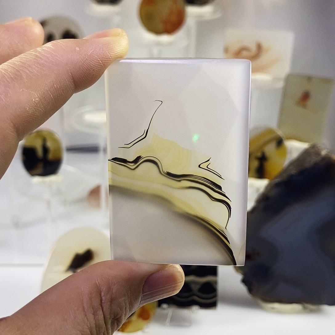 合成碳硅石非金属时尚图纹画面石饰品