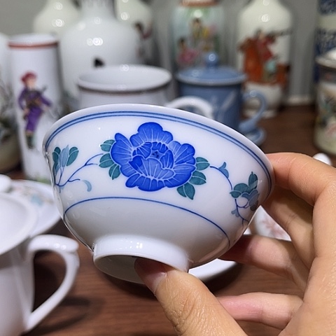 摆件景德镇陶瓷小茶园口径9厘米