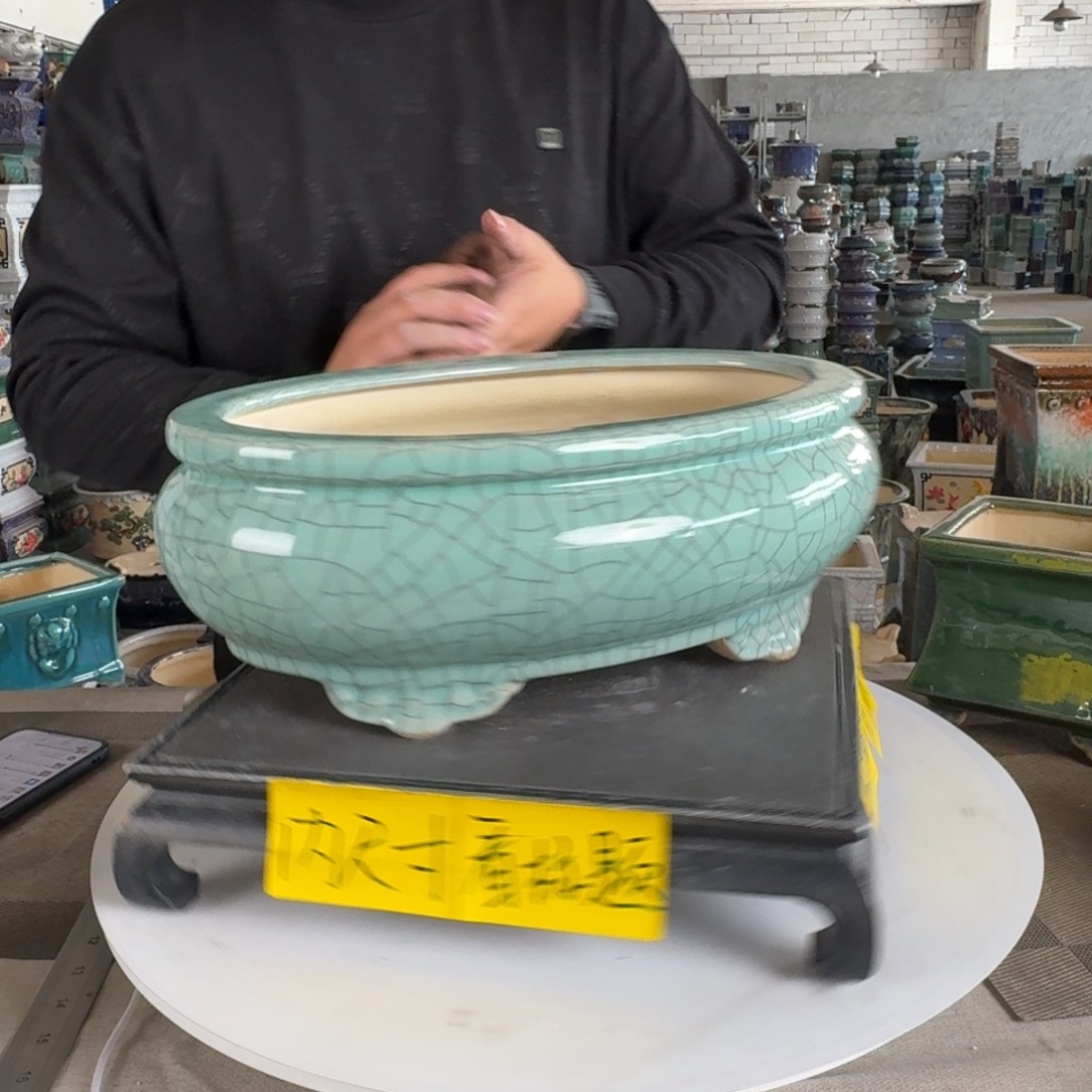 。一风堂石湾花盆 黑点 内30*19*10