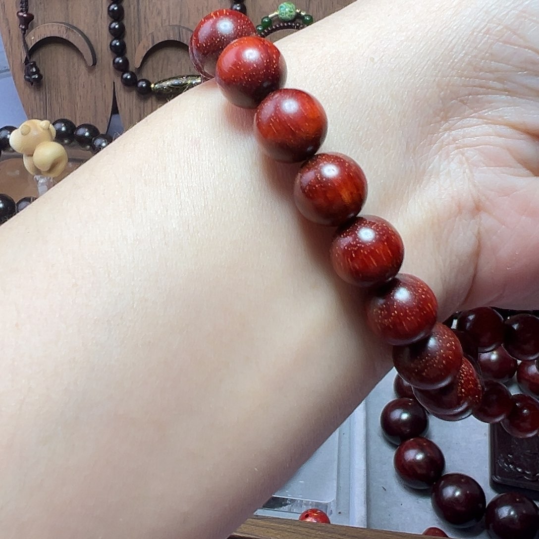 小叶紫檀手串/手链泥料10原生态无胶金星