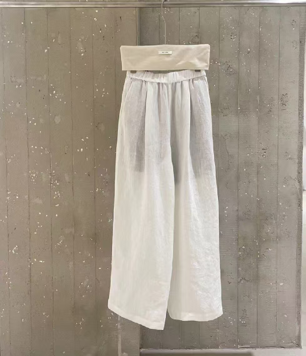 亚麻提花休闲长裤82167
