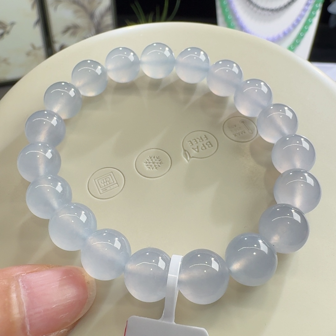 ＿****未镶嵌手链翡翠果冻行家货冰蓝单圈10mm