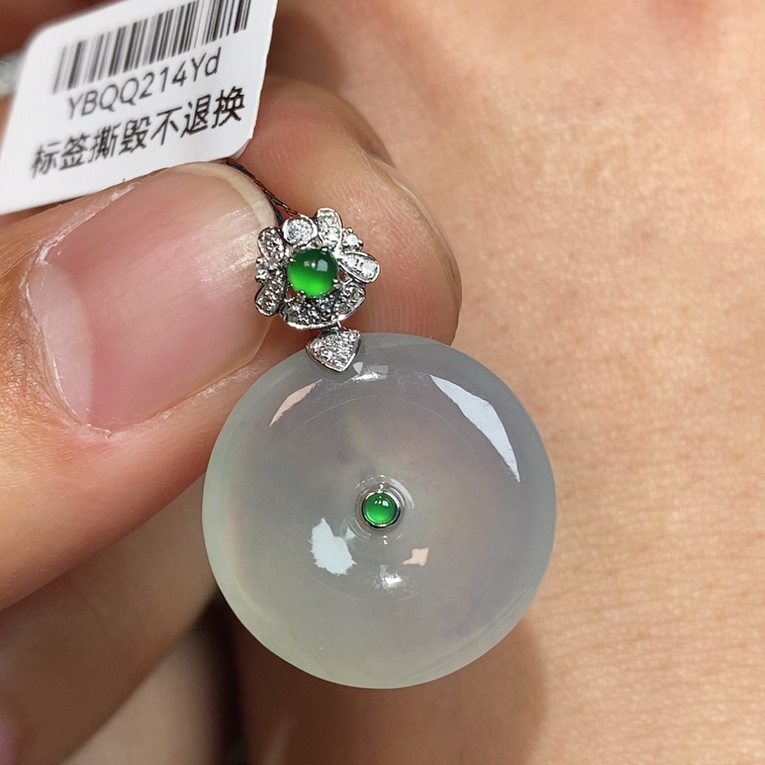 翡翠颈饰18K金镶嵌平安