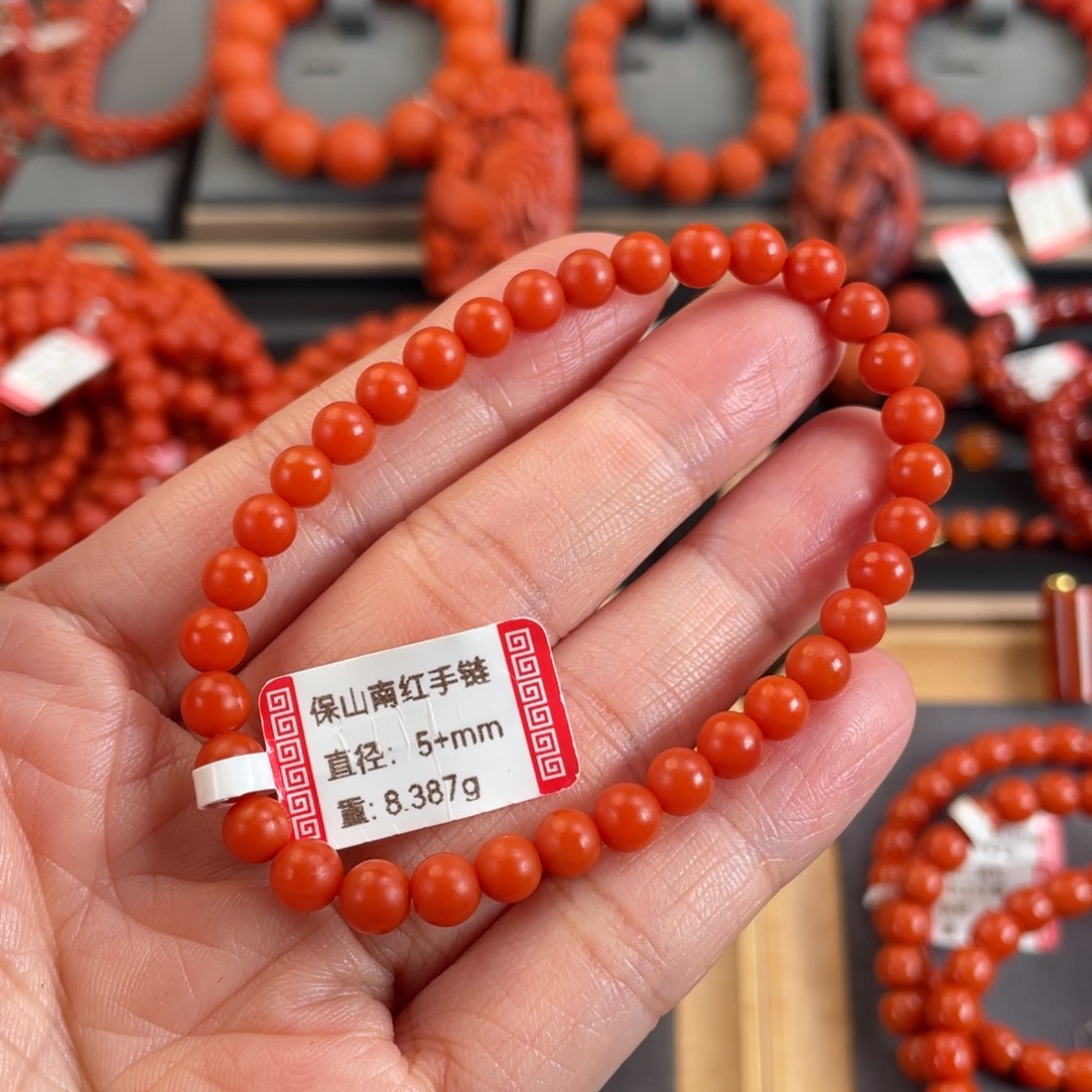 南红玛瑙未镶嵌保山南红5+mm手链