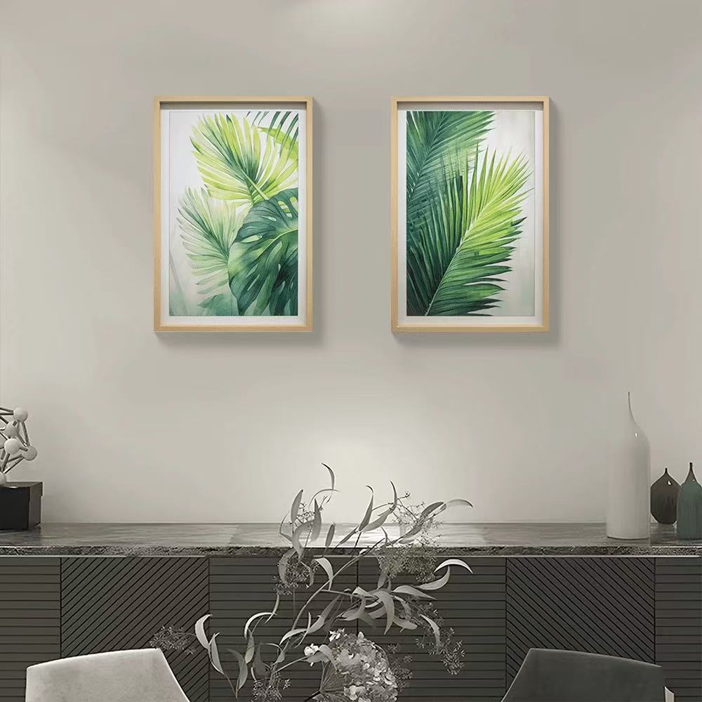 278美式绿植卧室床头简美装饰画小清新玄关走廊过道房间绿叶4060