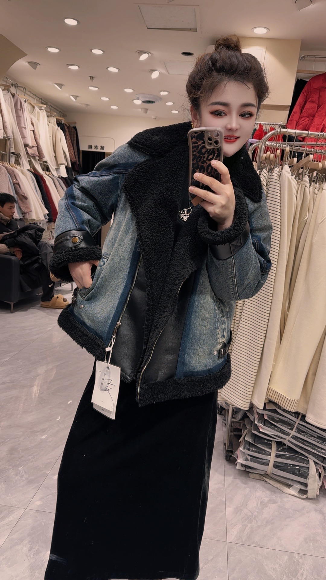 泡泡糖大码牛仔防寒服0501