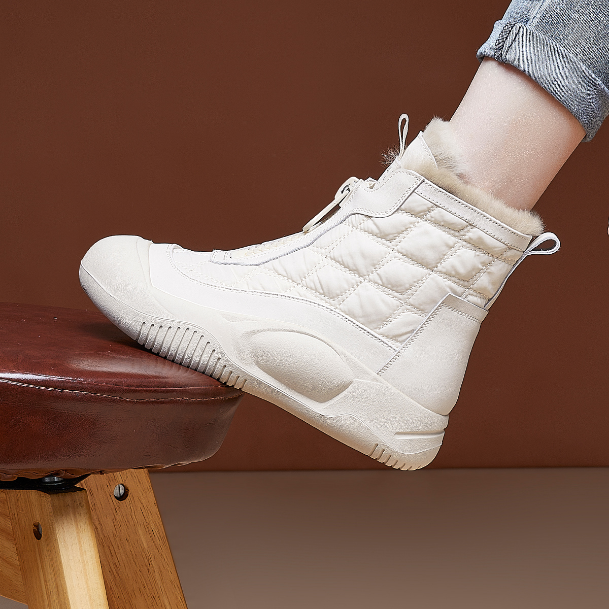 | 雪舞飞扬-真兔毛雪地靴 | 4公分女冬季加绒鞋百搭靴子女 179