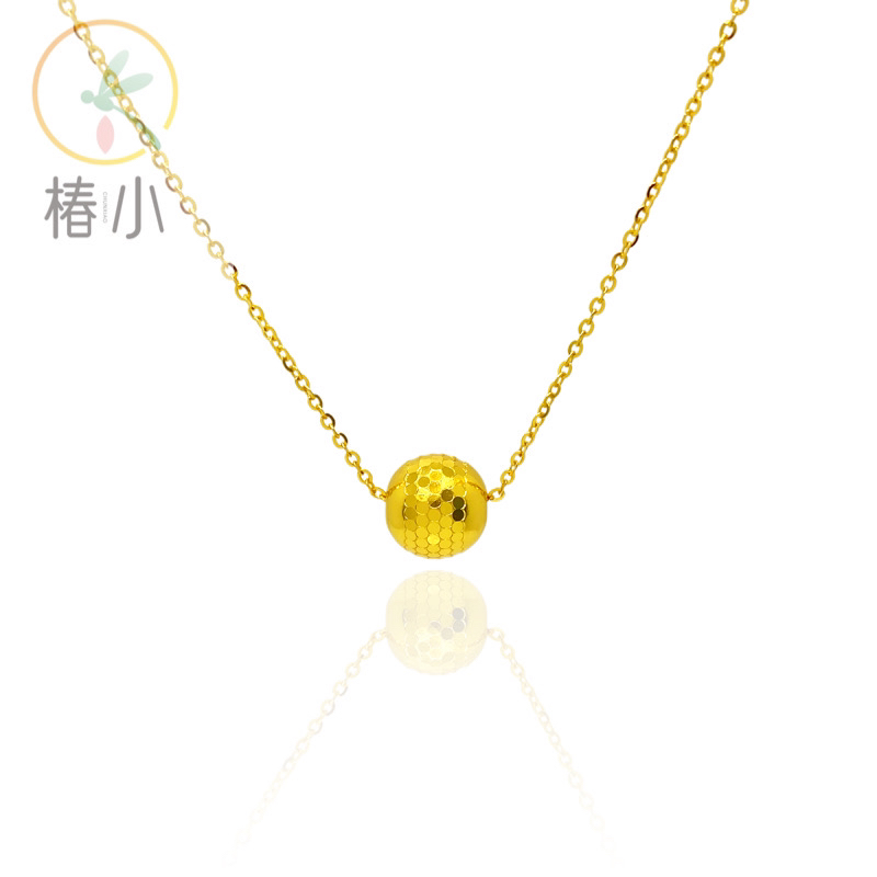 坠链均925银 金色龙鳞蹦迪珠小金球百搭简约古法转运珠项链【椿小】