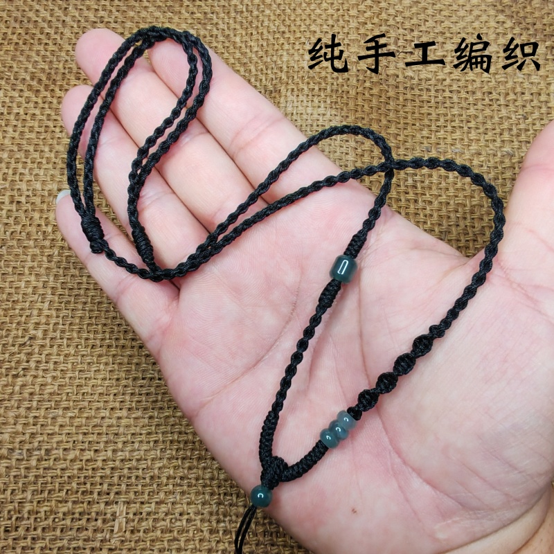 挂脖可调节时尚玉佩项链链子挂绳绳子纯手工编织黑绳平安扣挂件绳