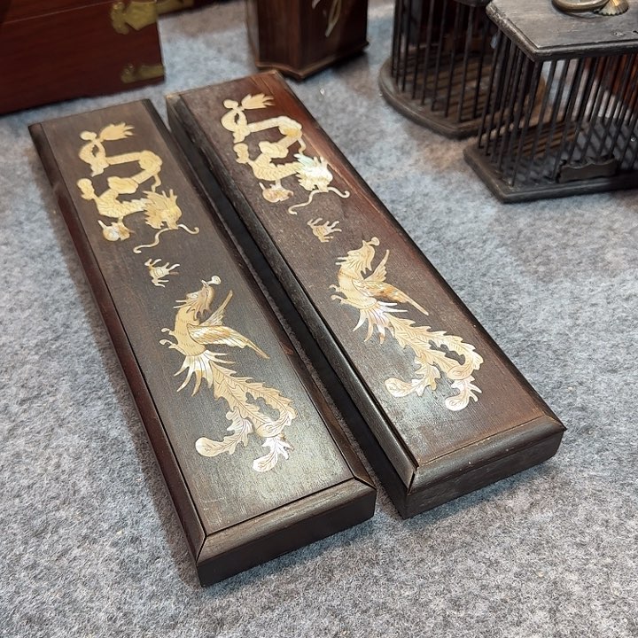 木鹤****）雕刻木合2个一对