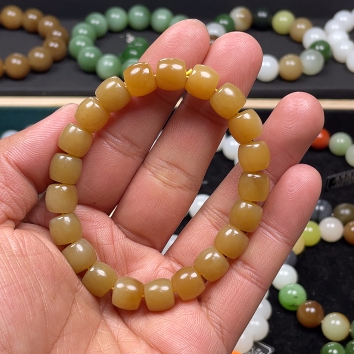 和田玉手串未镶嵌且末糖料卡10直切