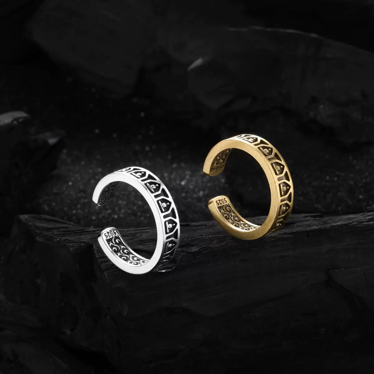 铜合金戒指 吾心所向此间无相925纯银同款铜合金简约百搭开口戒指