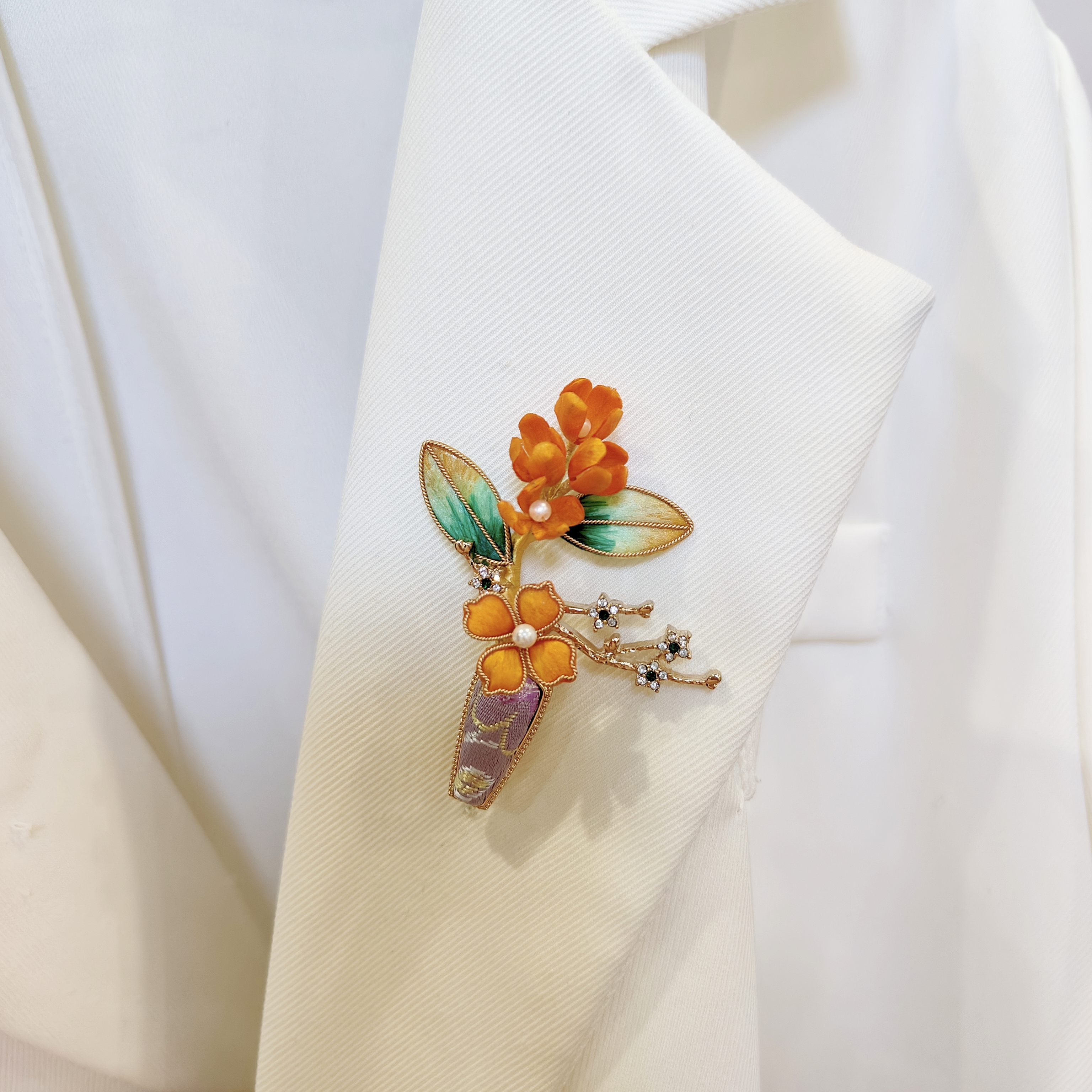 非遗掐丝绒花【花瓶】胸针手工胸花时尚百搭胸针饰品