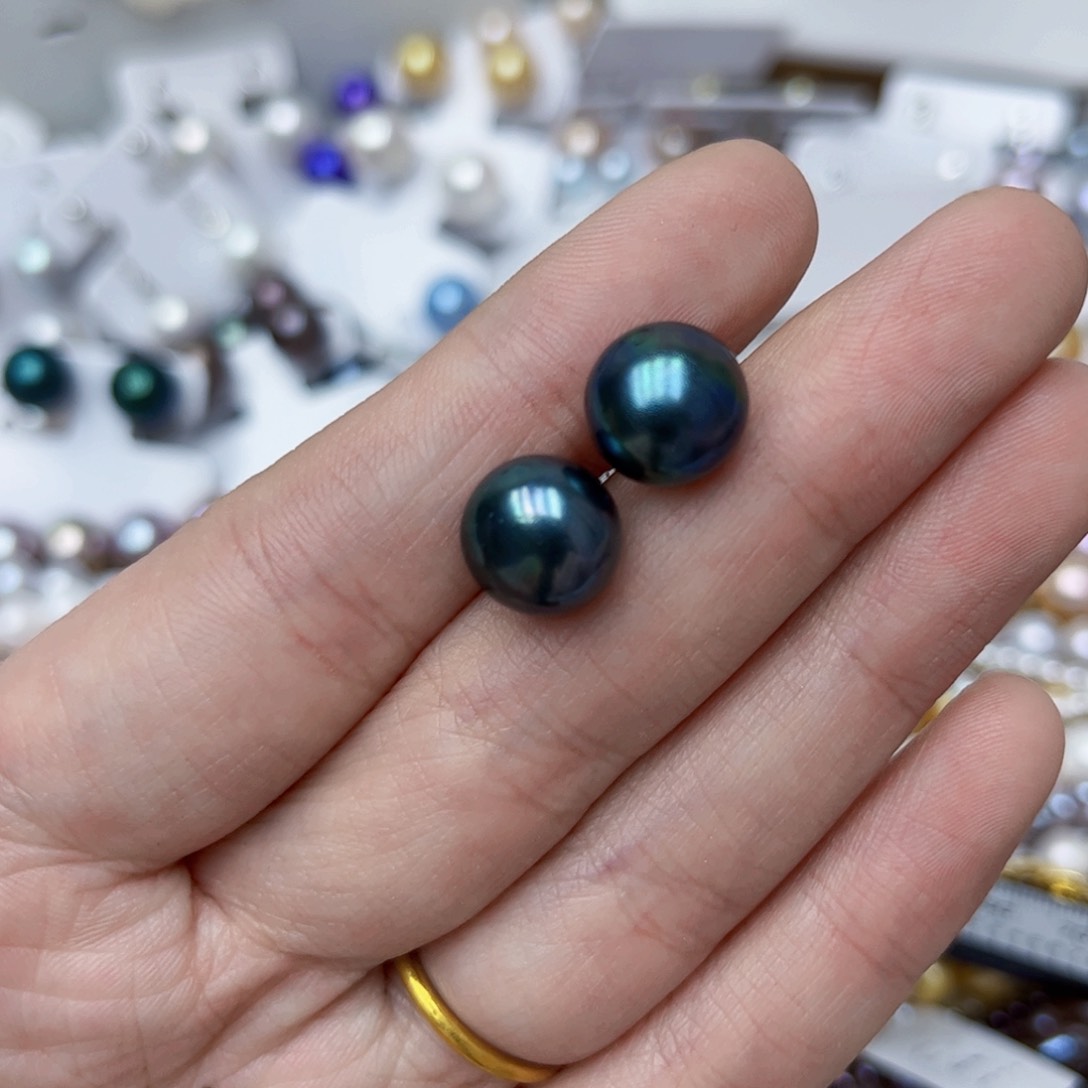 淡水珍珠耳饰银S925镶嵌