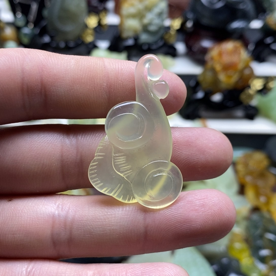 岫玉灵芝如意吊坠未镶嵌