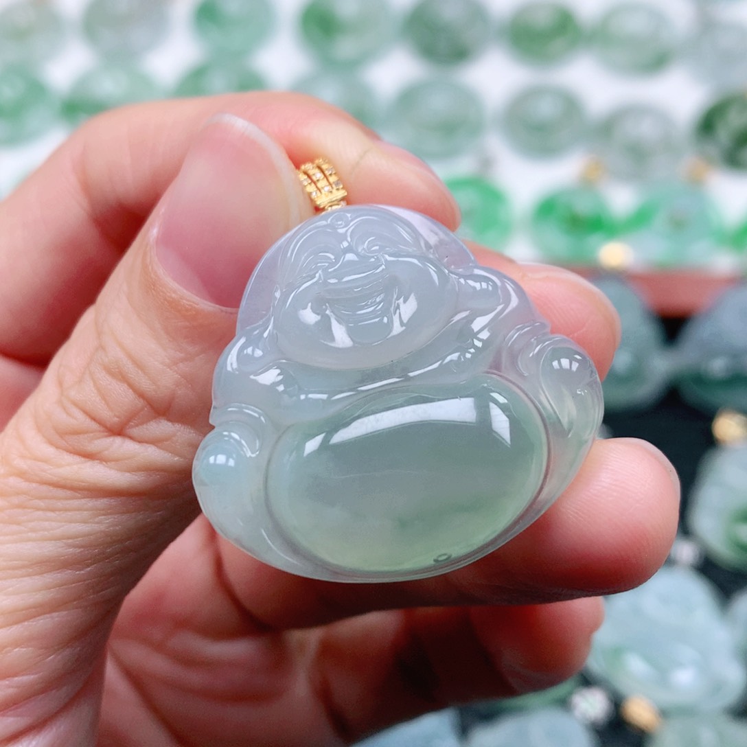 翡翠吊坠(不含链)18K金镶嵌