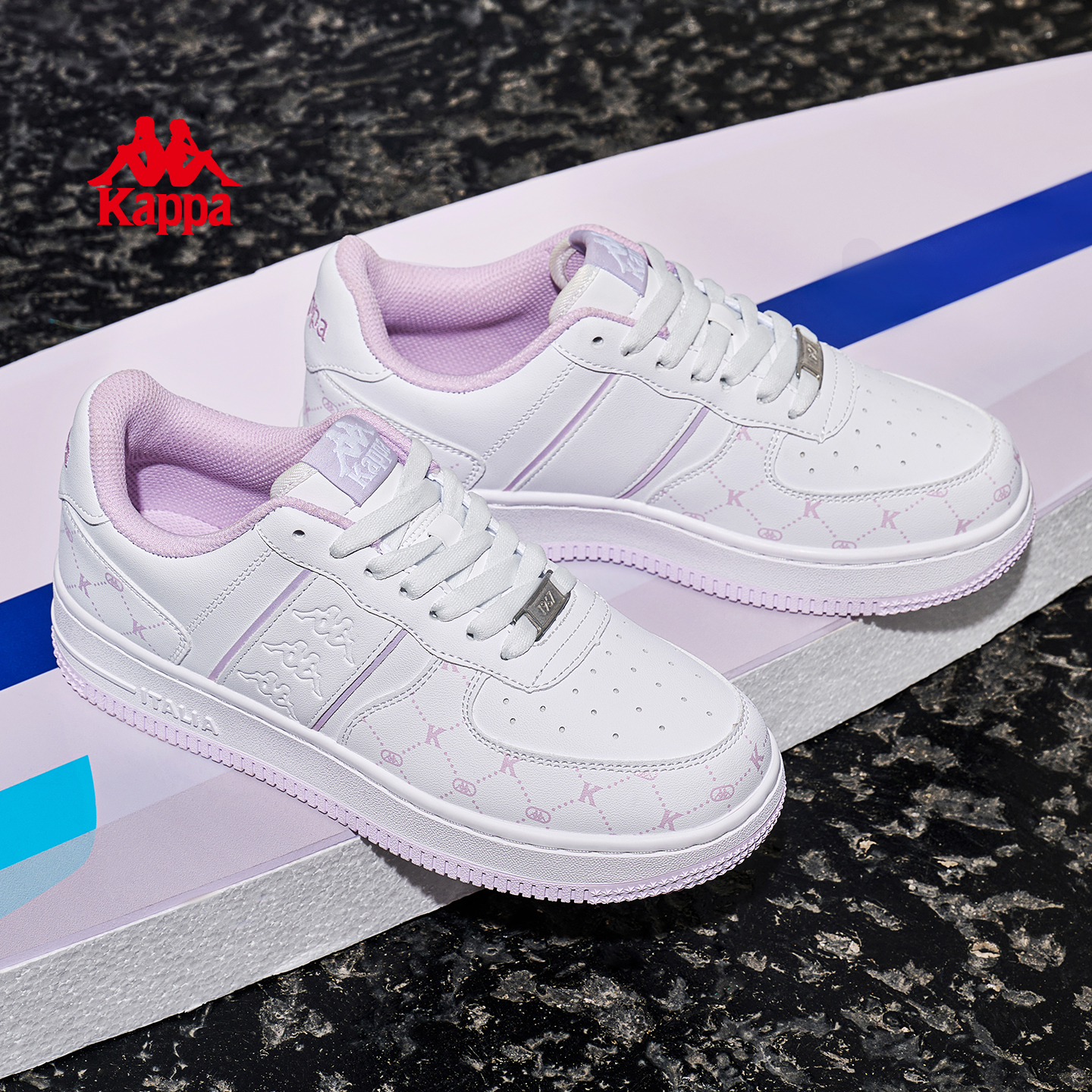 Kappa卡帕女鞋厚底百搭小白鞋休闲鞋子爆款板鞋低帮运动潮鞋06CJ