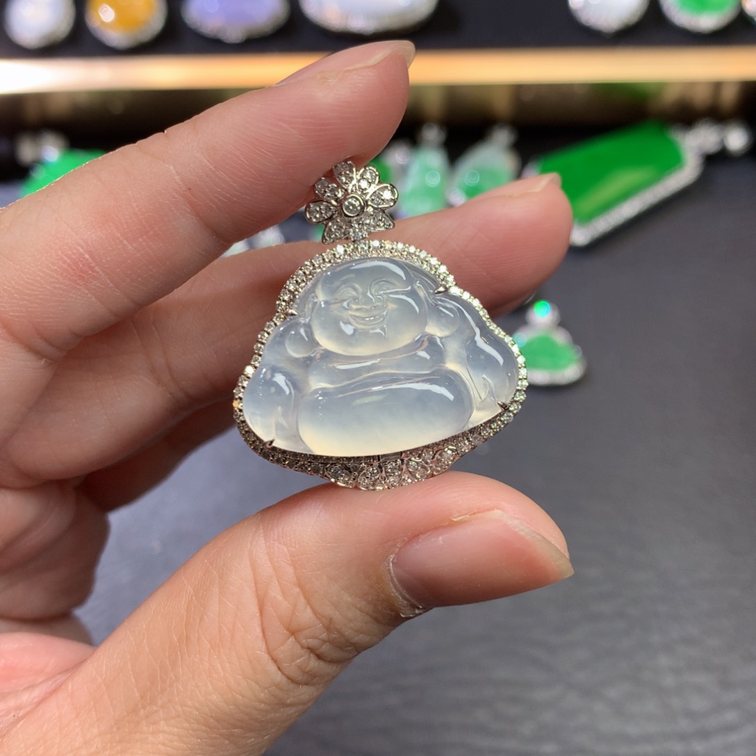 翡翠18K金镶嵌吊坠(不含链)