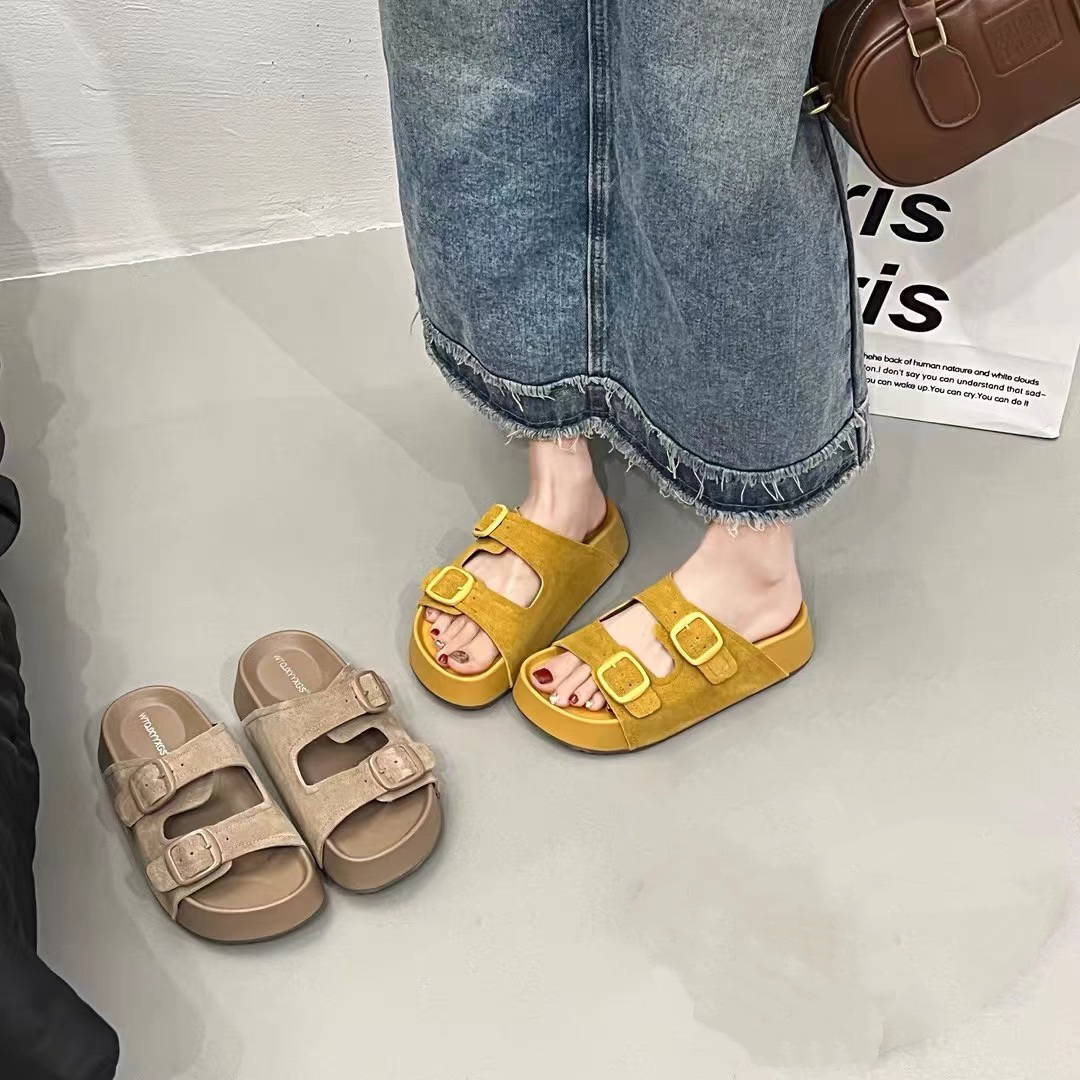 1805-1厚底拖鞋女夏季外穿新款百搭增高爆款一字防滑勃肯凉拖鞋