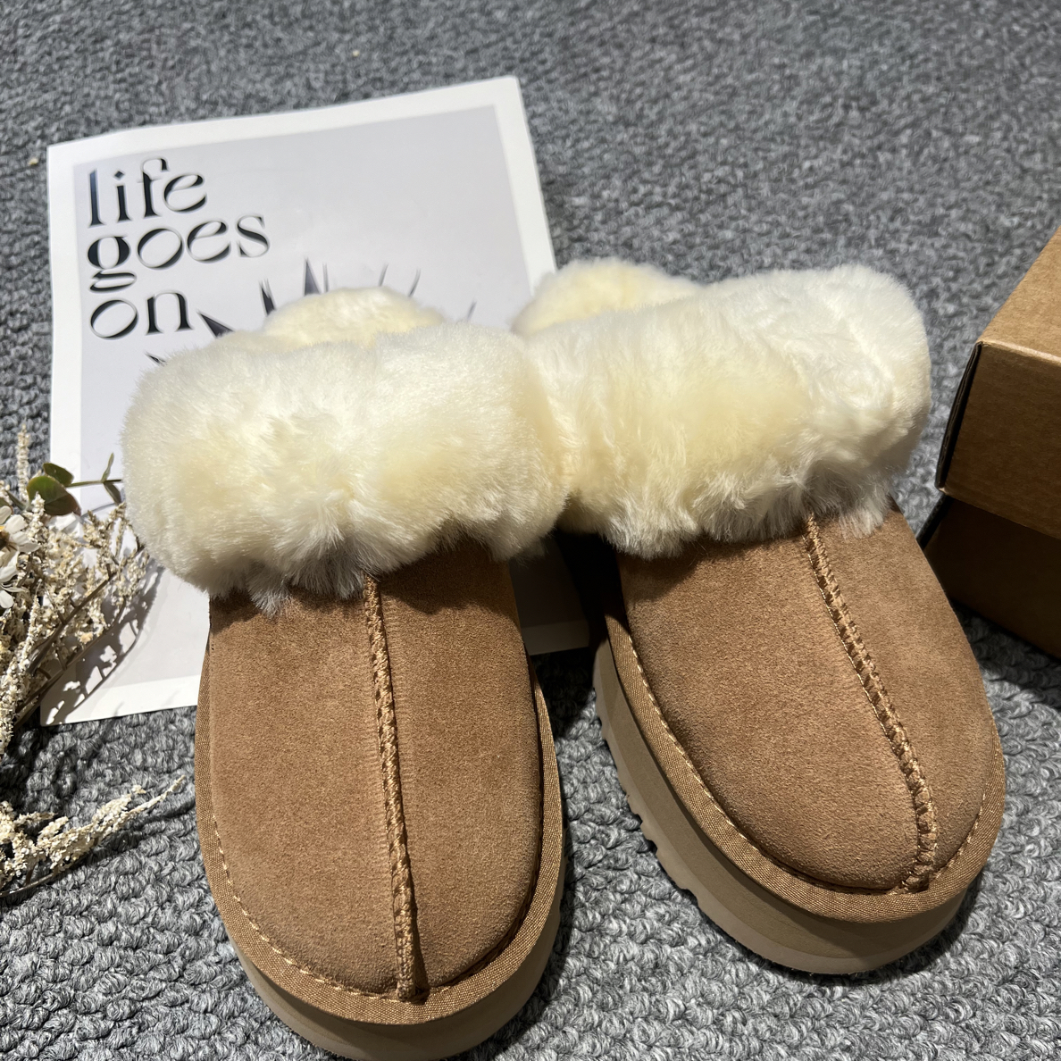 【朱朱甄选】2025秋季新款复古港风休闲半托，羊羔毛鞋子Z0029