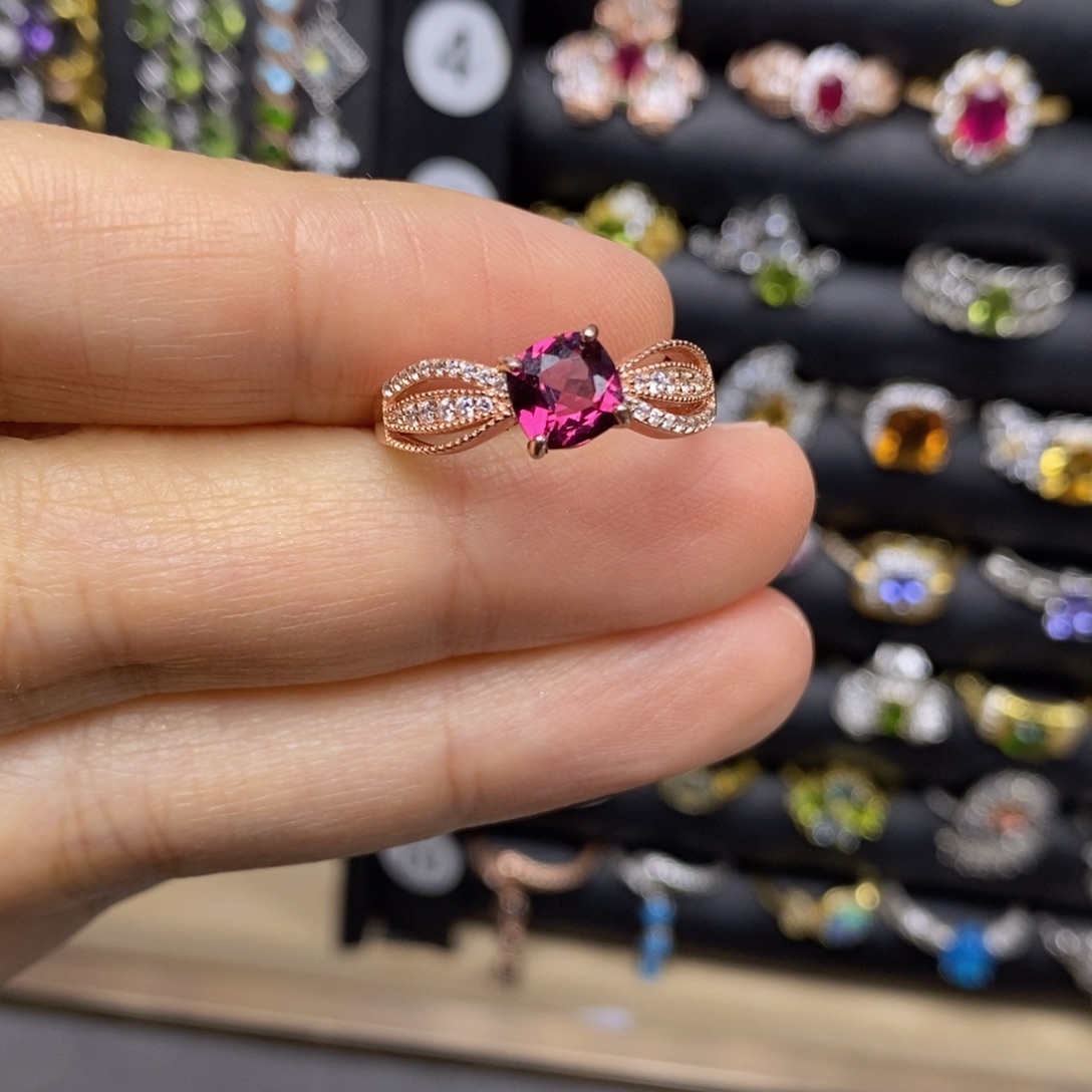 石榴石戒指银S925镶嵌