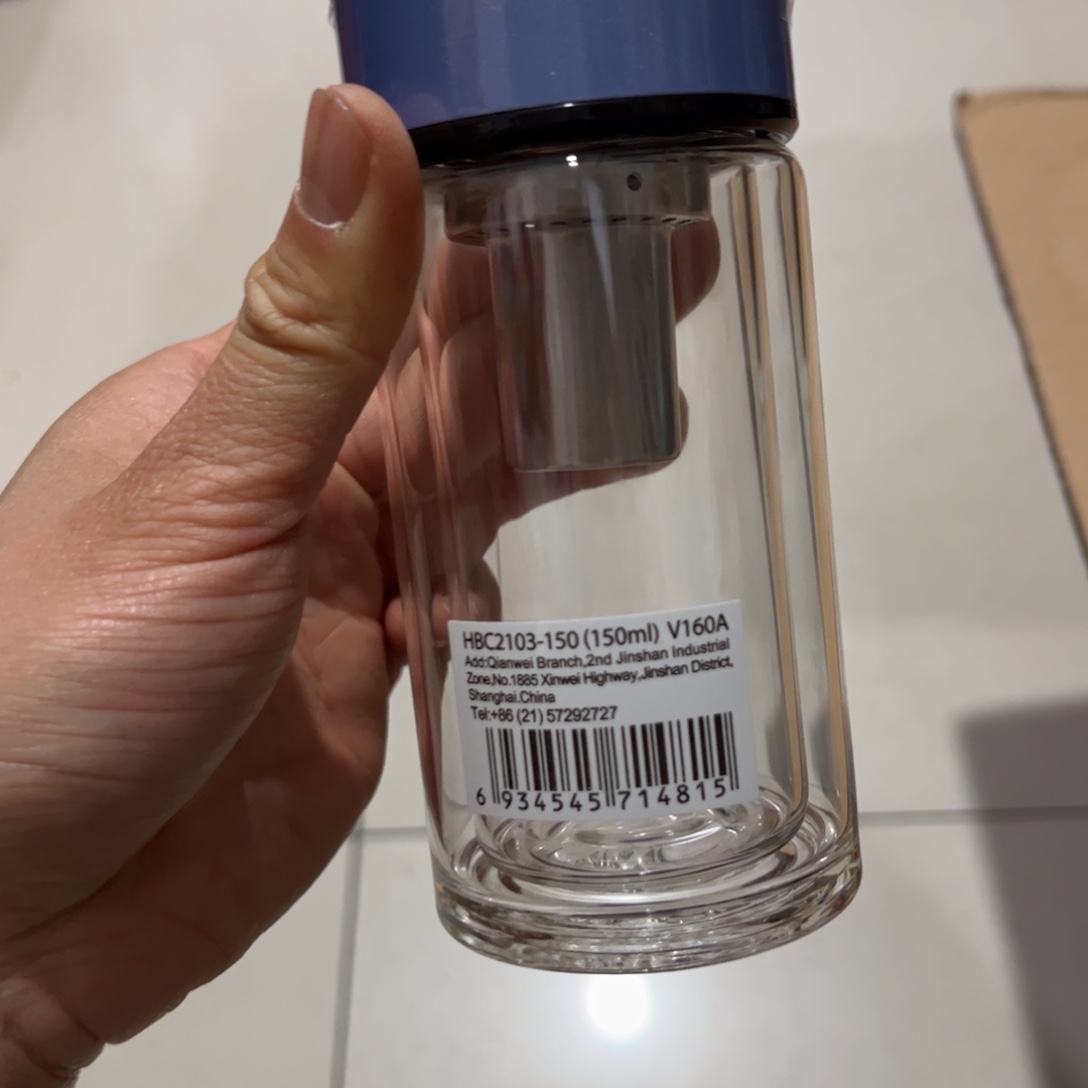 万象V160A双层玻璃杯150ml蓝色