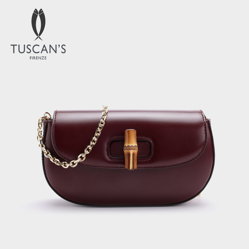 TUSCAN'S轻奢单肩款竹节斜挎包小方包牛皮女士链条单肩时代