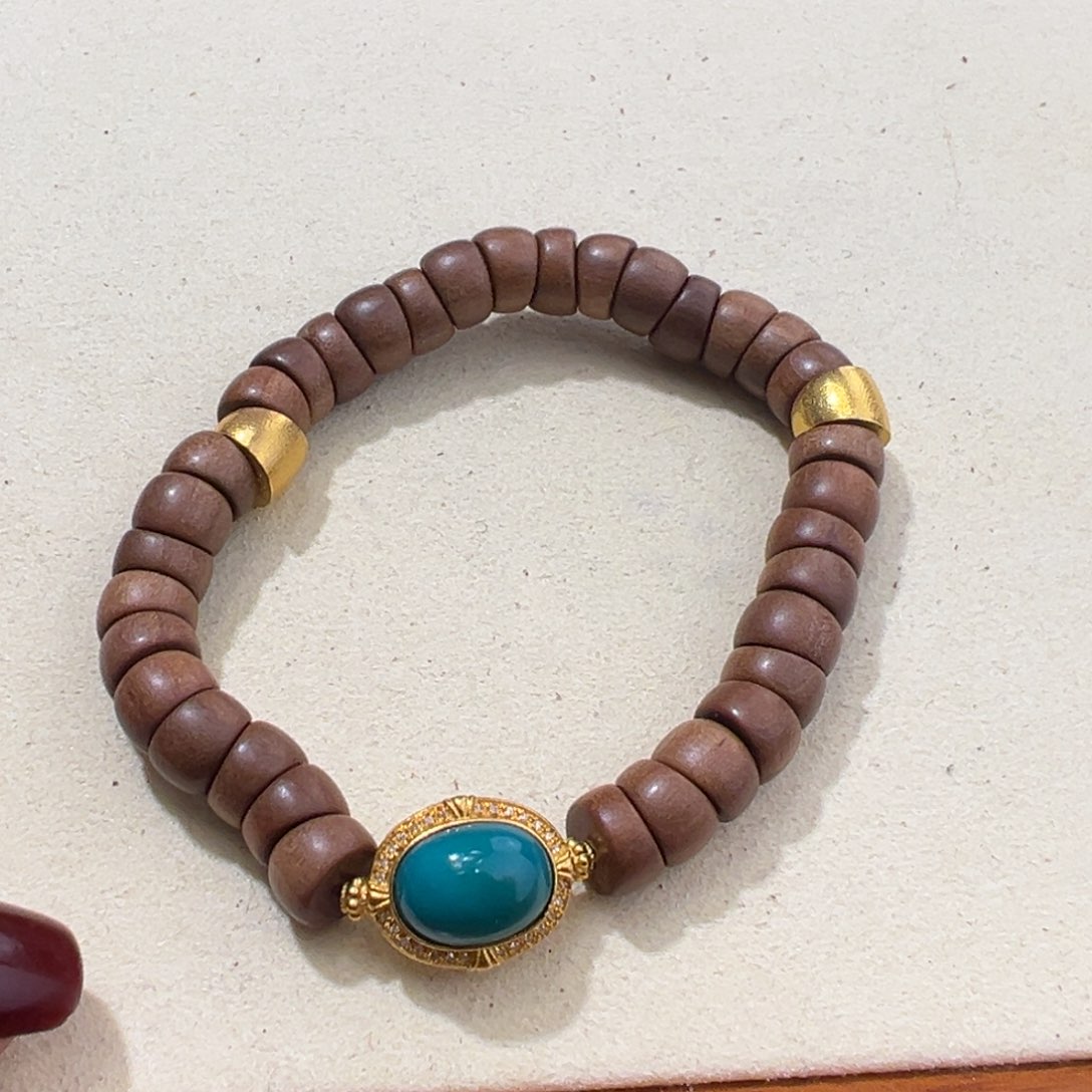 绿松石手链18K金镶嵌手串