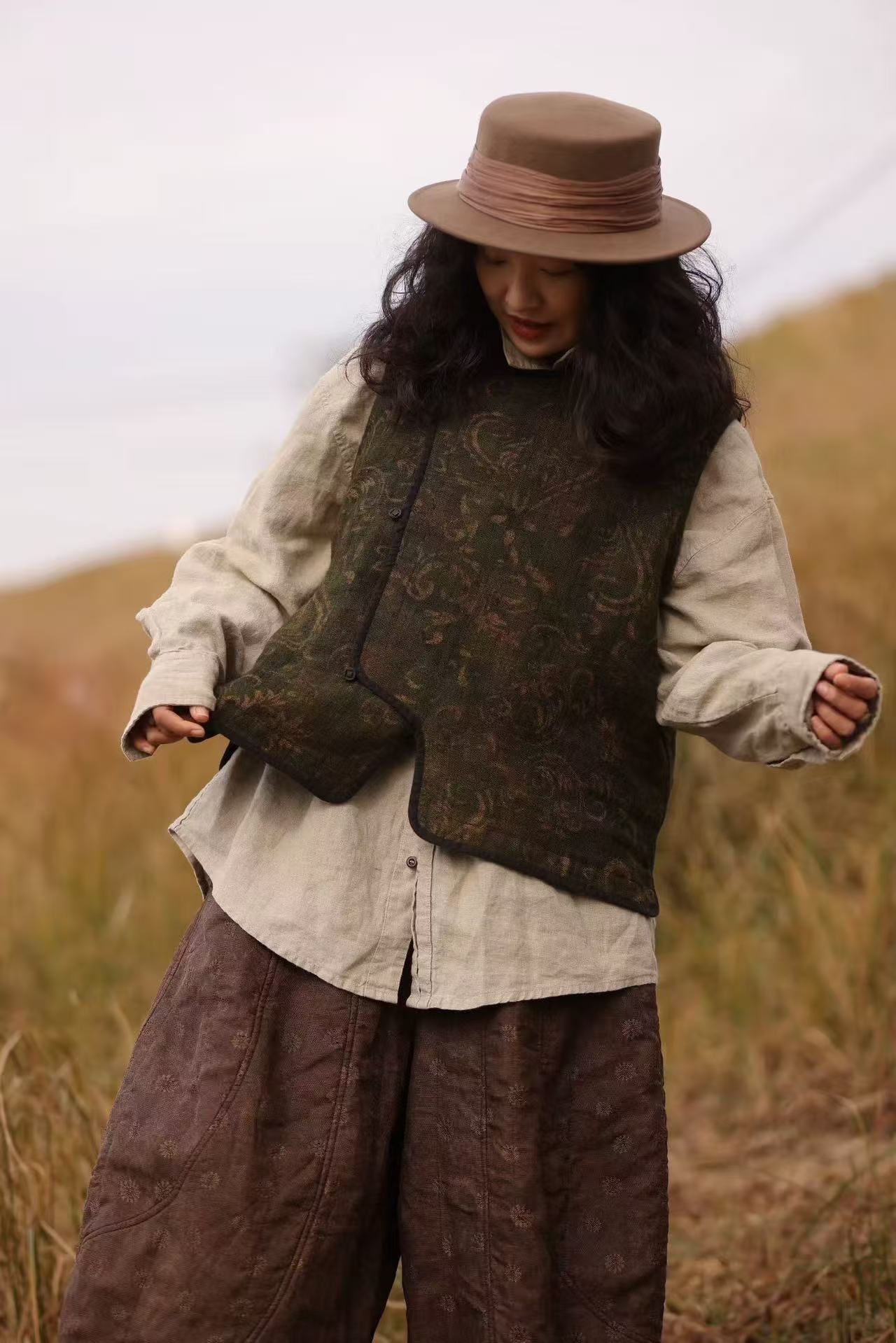 无相布衣分享古澜木新品亚麻马甲马夹休闲秋冬GB4093