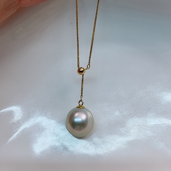 海水珍珠套链18K金镶嵌澳白10-11mm