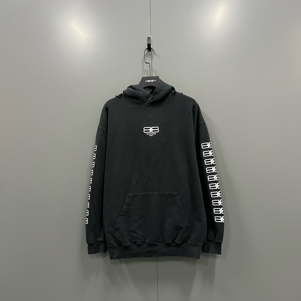 95新 Balenciaga/巴黎世家 （jp）双B刺绣麒麟臂帽衫 S码/