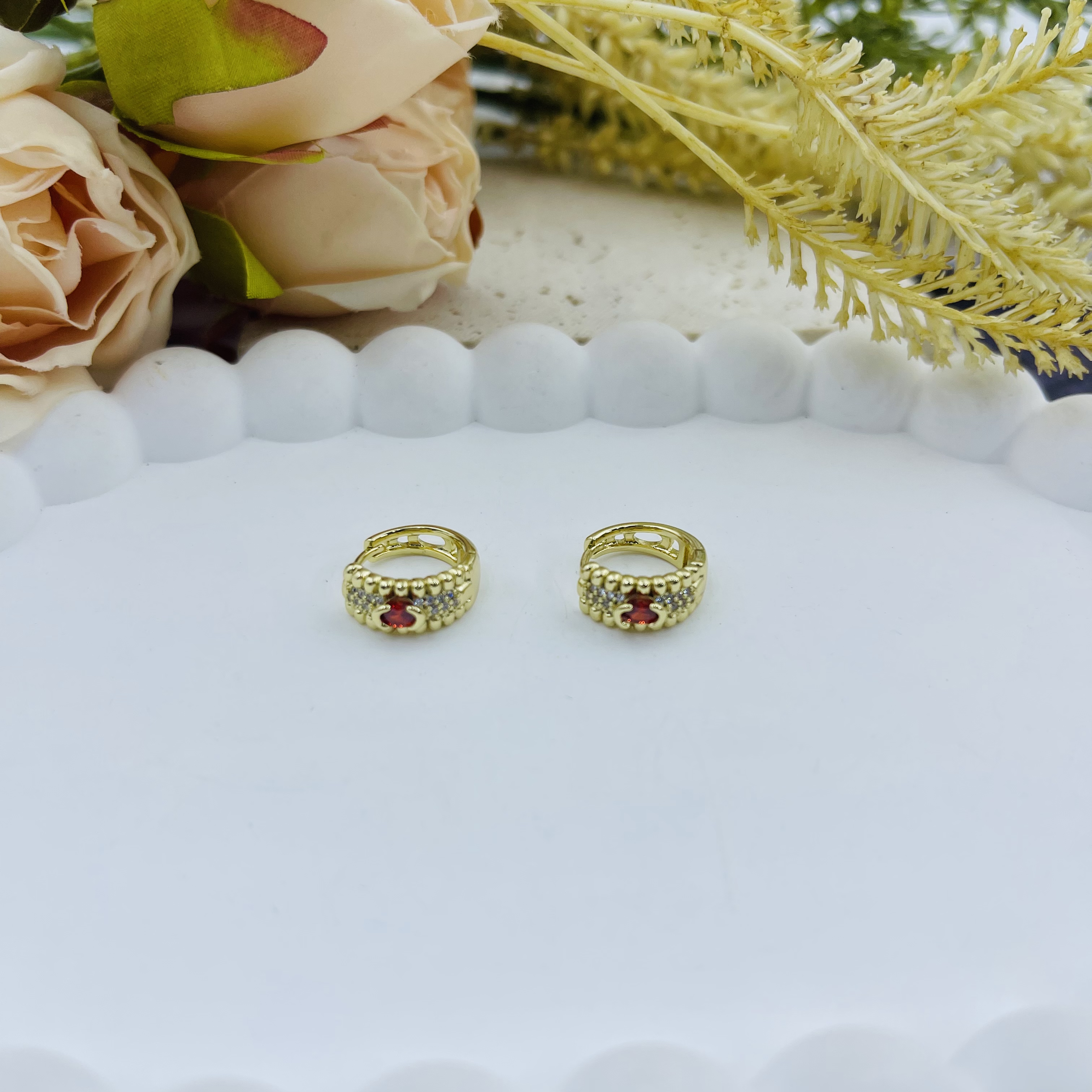 铜合金合成锆石耳饰 小众设计p301耳环