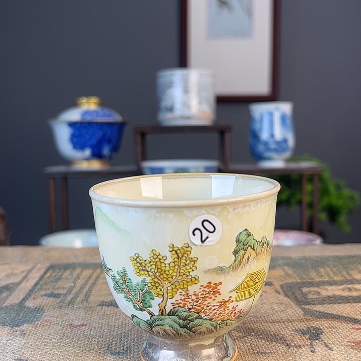 摆件景德镇陶瓷茶杯多人