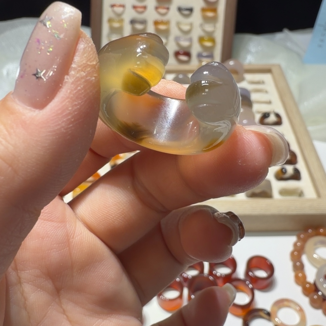 玛瑙/玉髓未镶嵌戒指港14/不退换