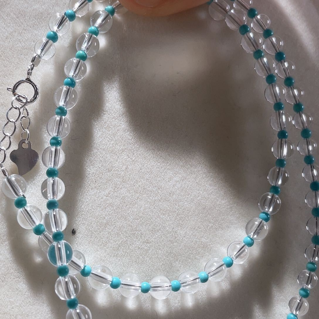 水晶项链银S925镶嵌大气款