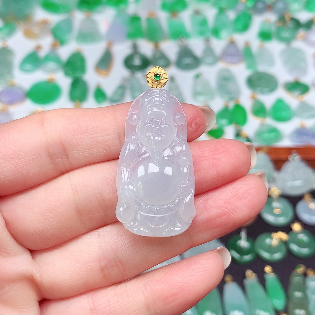 翡翠颈饰18K金镶嵌天然翡翠A货