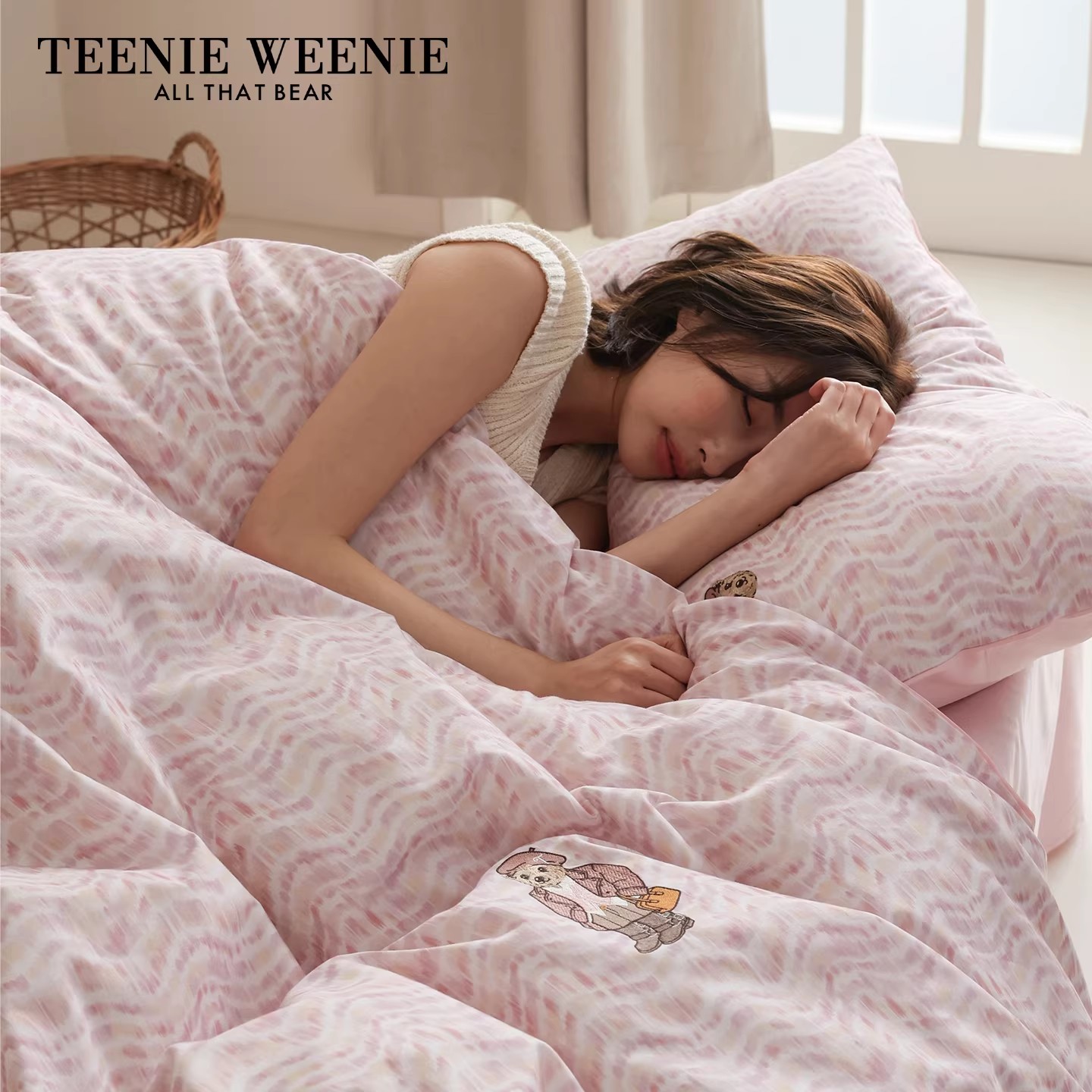 TeenieWeenie小熊A类磨毛纯棉四件套秋冬保暖全棉床上用品