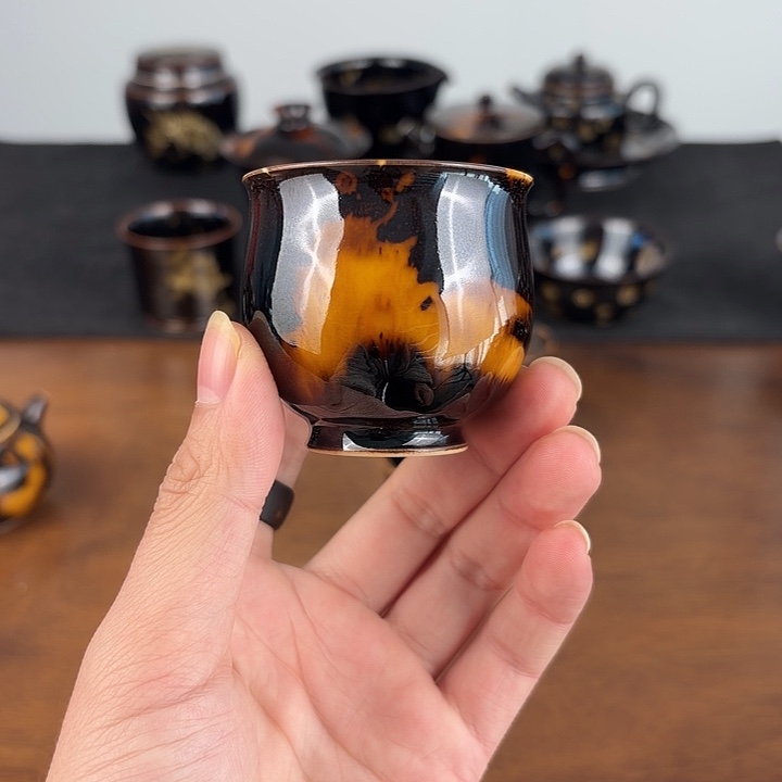 瓷玳瑁釉知足闻香杯