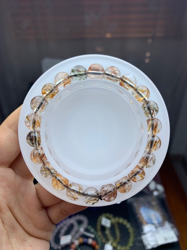 黑金超七多样性纯天然水晶手串高品质冰透黑金超满矿顺发黑金超七