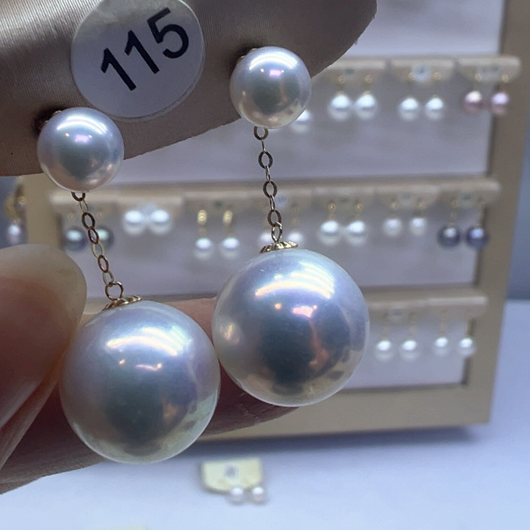 18K金镶嵌淡水珍珠耳饰